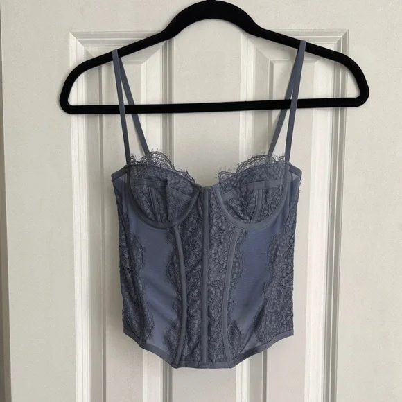 Urban Outfitters Steel Blue Lace Bustier - Picture 1 of 2